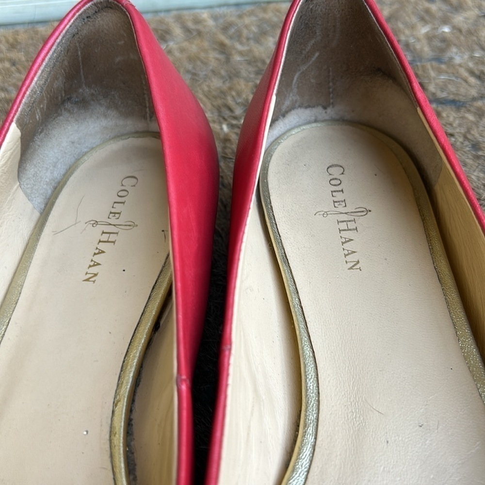 Cole Haan Astoria Open Toe Ballet Flats Size 7 in Cherry Tomato Red - Picture 7 of 10